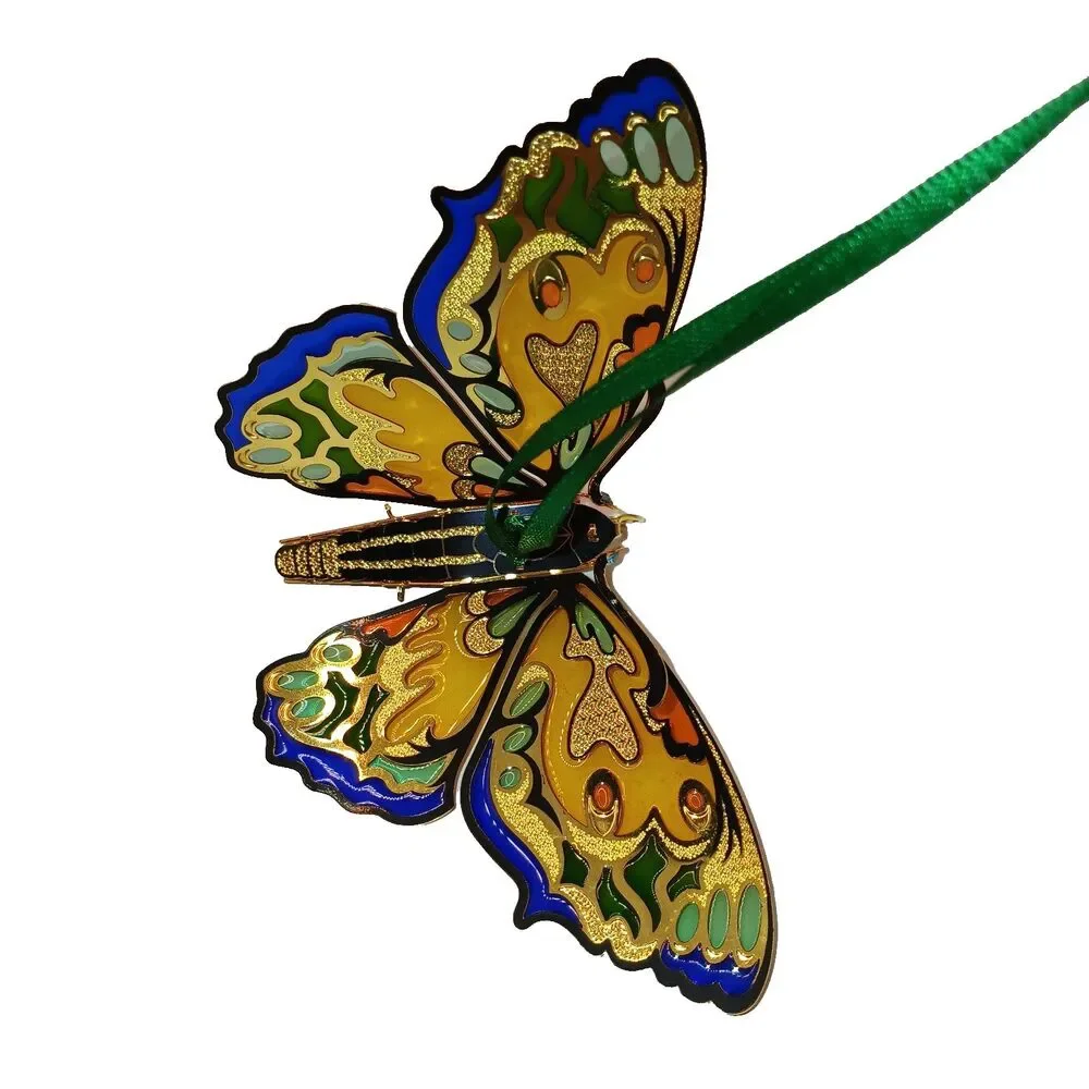 Baldwin Madame Butterfly Christmas Ornament Brass 24Kt Gold Finish with Box 2006